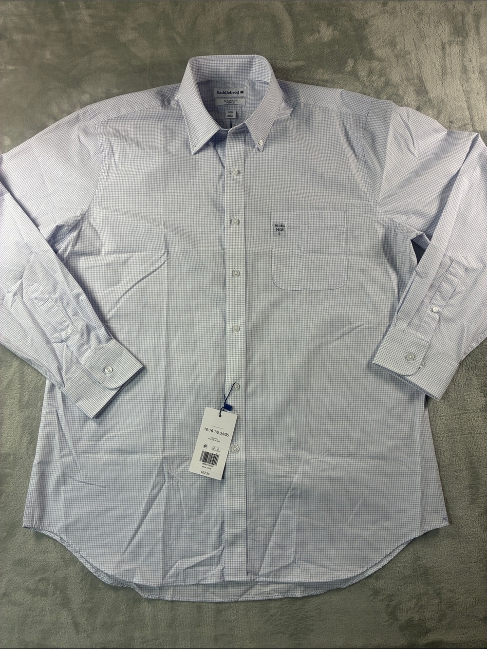Saddlebred Light Blue Micro-Check Button-Down Dress Shirt